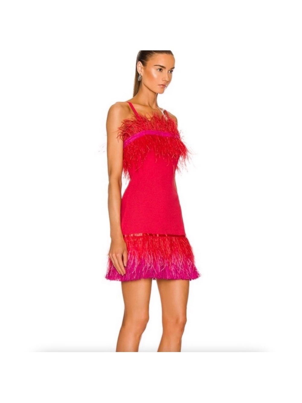 NWT Staud Etta Ostrich Feather Mini Dress Medium - Picture 2 of 15